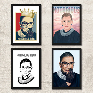 Notorious RBG 带框装饰画 臭名昭著的RBG海报墙画 金斯伯格壁画