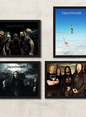 Dream Theater 带框海报装饰画 梦剧院摇滚壁画 酒吧琴行音乐挂画