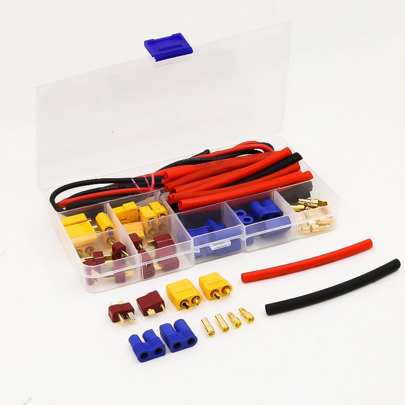 T插头 EC3 XT60公/母连接器14AWG硅电线热缩管 用于RC FPV锂电池