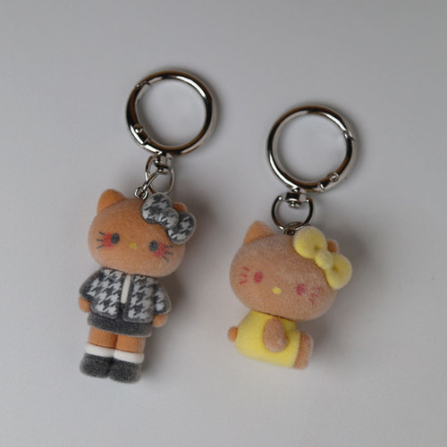 PCity77新品可爱卡通HelloKitty植绒kt猫手机钥匙扣包包挂件
