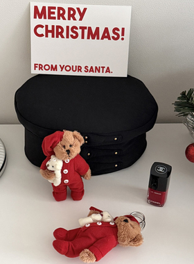 PCity77新款圣诞氛围感红色外套抱抱毛绒小熊公仔钥匙扣包包挂件