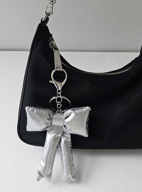 PCity77新款ins可爱氛围感充棉亮面蝴蝶结手机链钥匙扣包包挂件