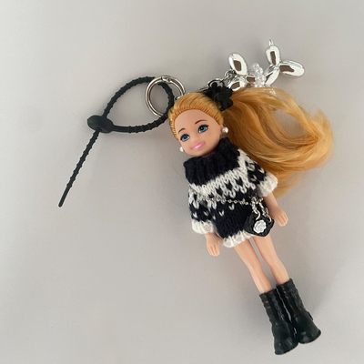 PCity77新款可爱机车头盔芭比公主洋娃娃靴子换装钥匙扣包包挂件