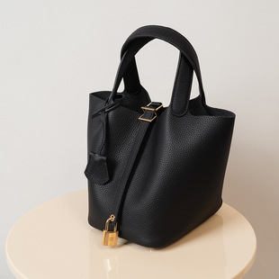 头层牛皮togo小水桶包菜篮子女包真皮手提包大容量手拎包大象灰软