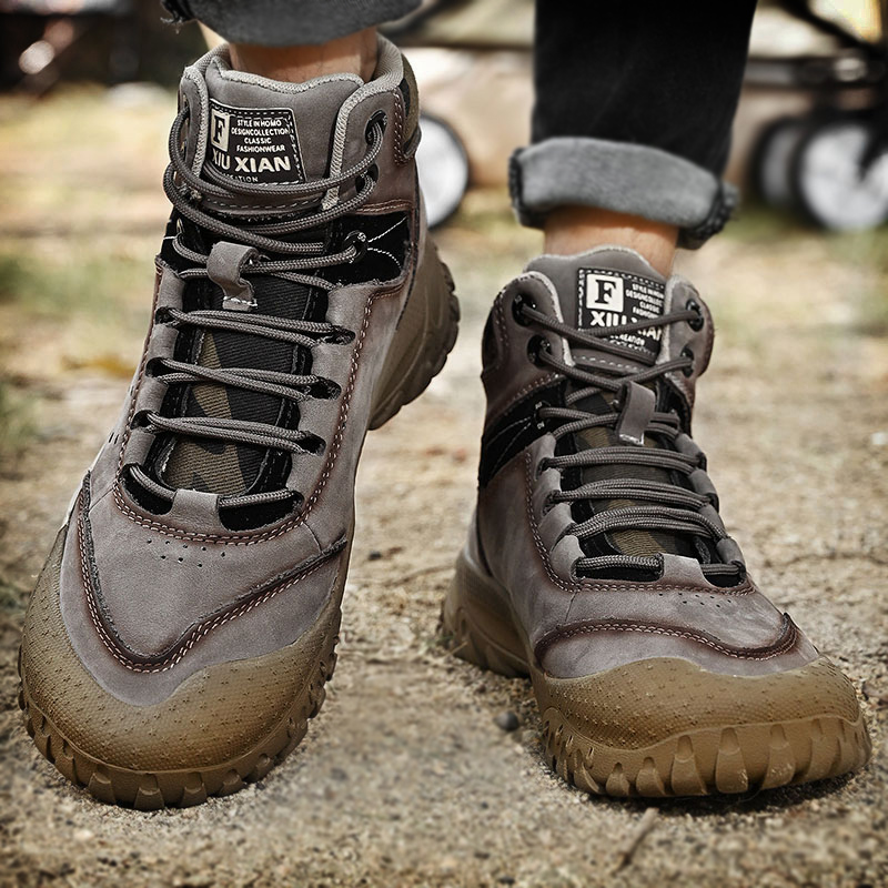 头层皮马丁靴男真皮秋冬棉靴户外徒步登山鞋增高工装靴英伦风短靴