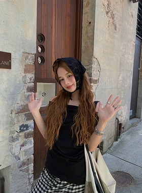 26早春纯欲风系带性感时尚露肩名媛小背心气质通勤百搭显瘦C8509