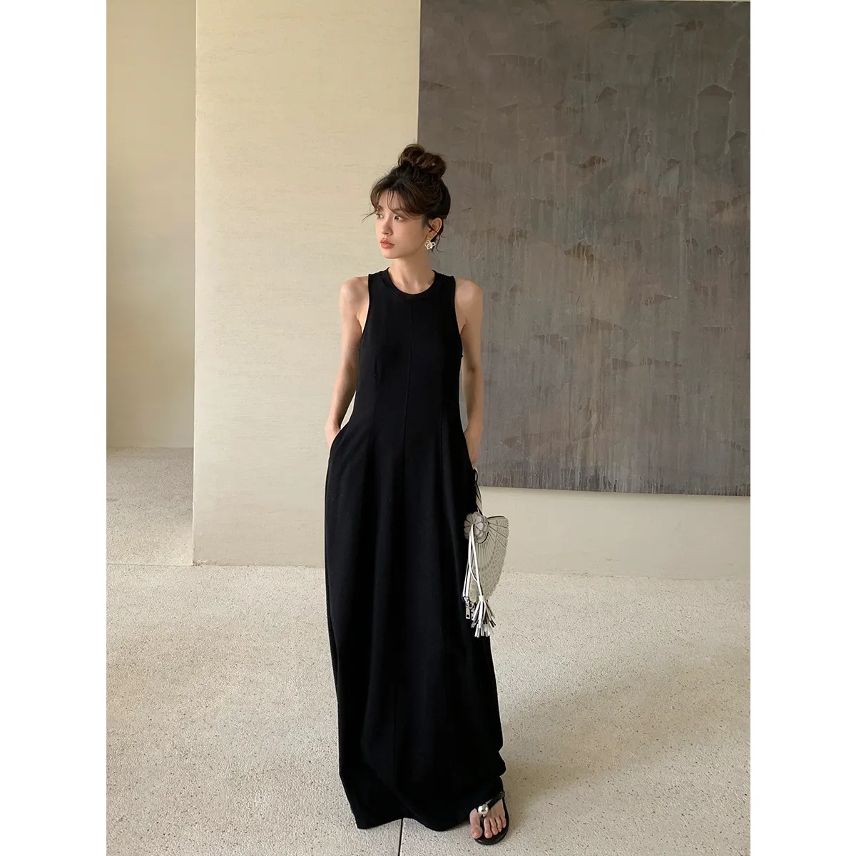 网红同款韩版休闲无袖连衣裙女2连衣裙
