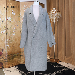 YF 慵懒双面长毛羊绒大衣女2024秋冬新款宽松长款高级感毛呢外套