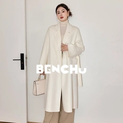 浴袍双面羊绒大衣女秋冬长款系带高级感毛呢外套