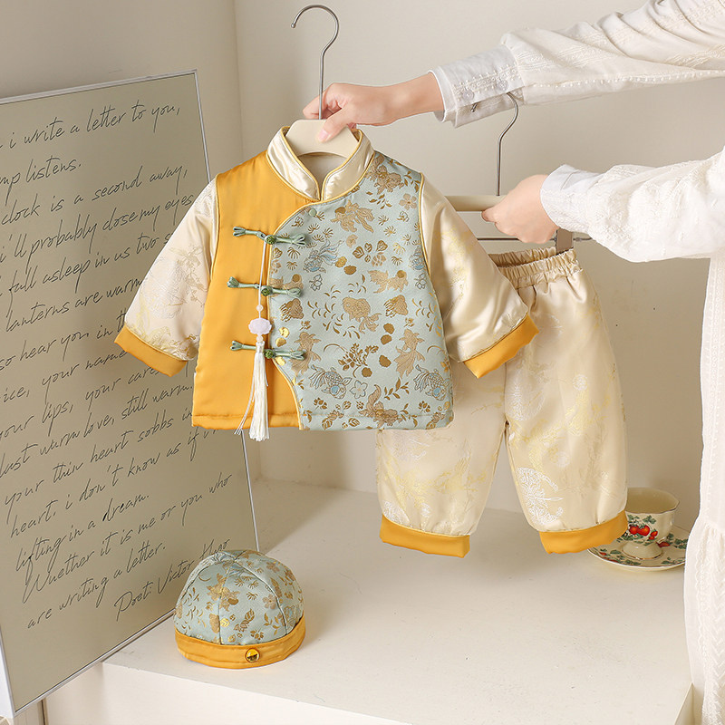 男宝宝冬装分体衣服周岁礼服长袖抓周喜庆新中式加棉女宝保暖套装,童装/婴儿装/亲子装,唐装,淘宝优惠券,粉丝福利购,淘宝优惠卷