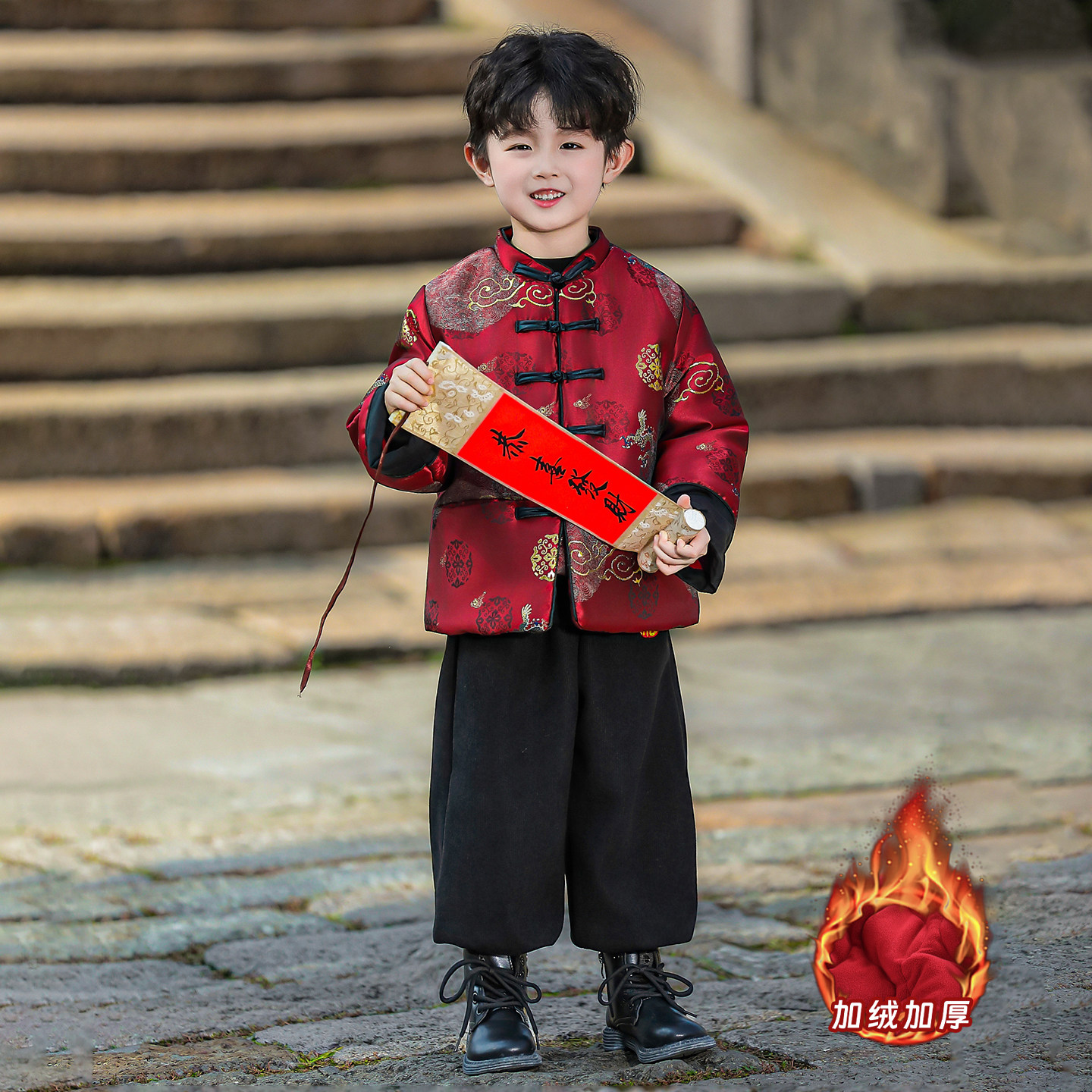 66男童拜年服26冬季加绒加厚儿童国风过年服宝宝过年喜庆新年套装,童装/婴儿装/亲子装,唐装,淘宝优惠券,粉丝福利购,淘宝优惠卷