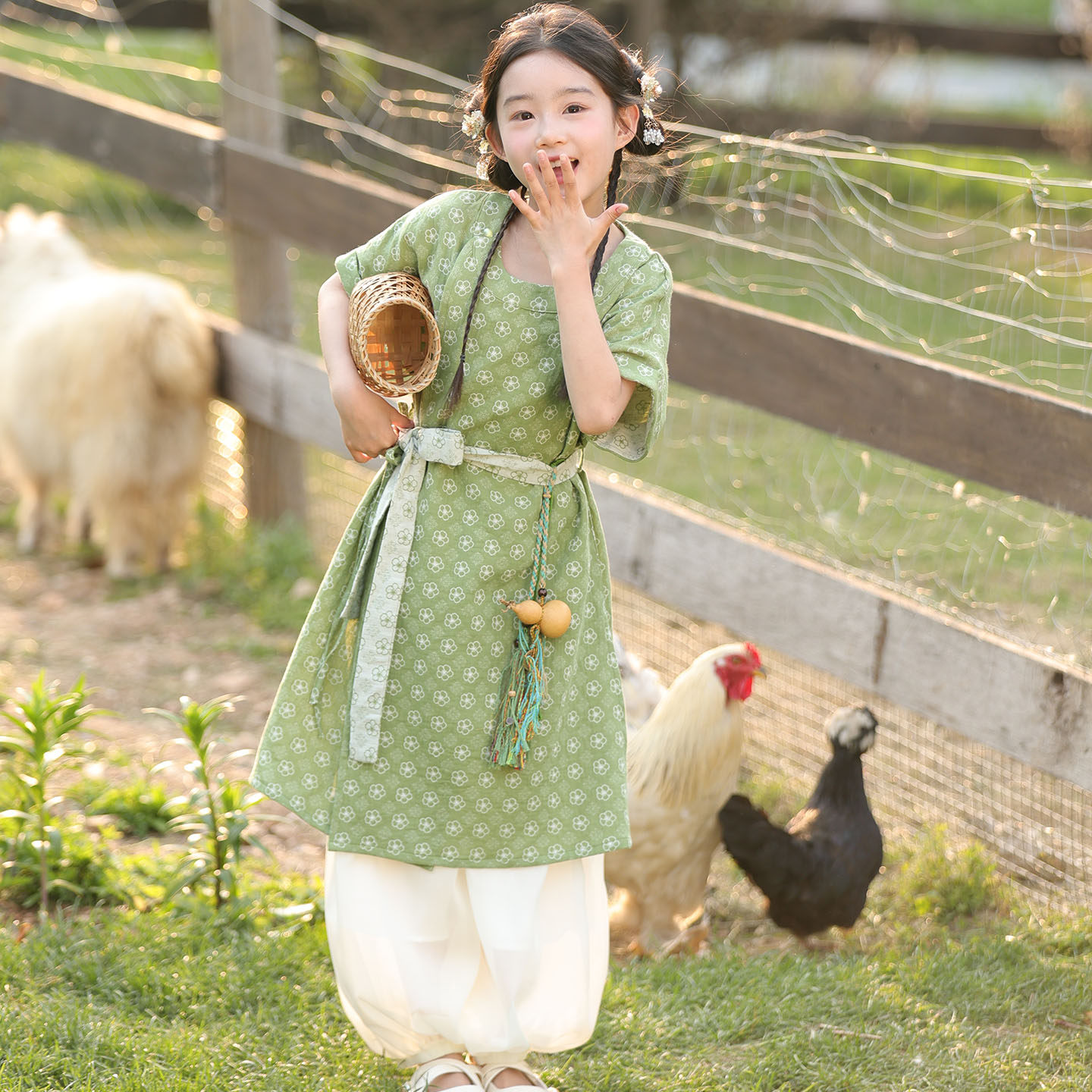 儿童汉服唐风轻薄夏装男女童圆领袍子分体日常古风表演服国学装