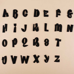 刺绣布贴电脑绣花章黑色英文字母衣服装饰辅料补丁贴贴布背胶