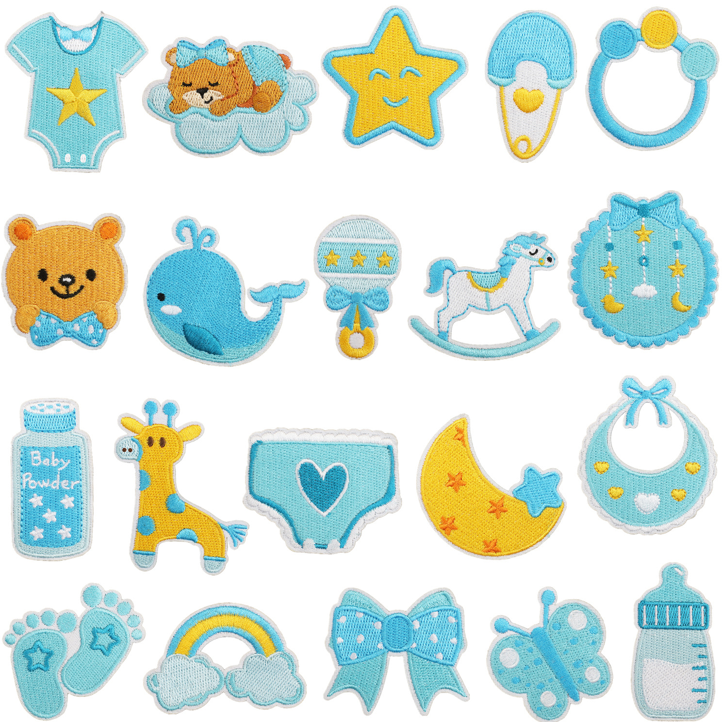 木马奶瓶刺绣布贴卡通长颈鹿补丁贴宝宝衣服装饰蝴蝶电脑刺绣章仔