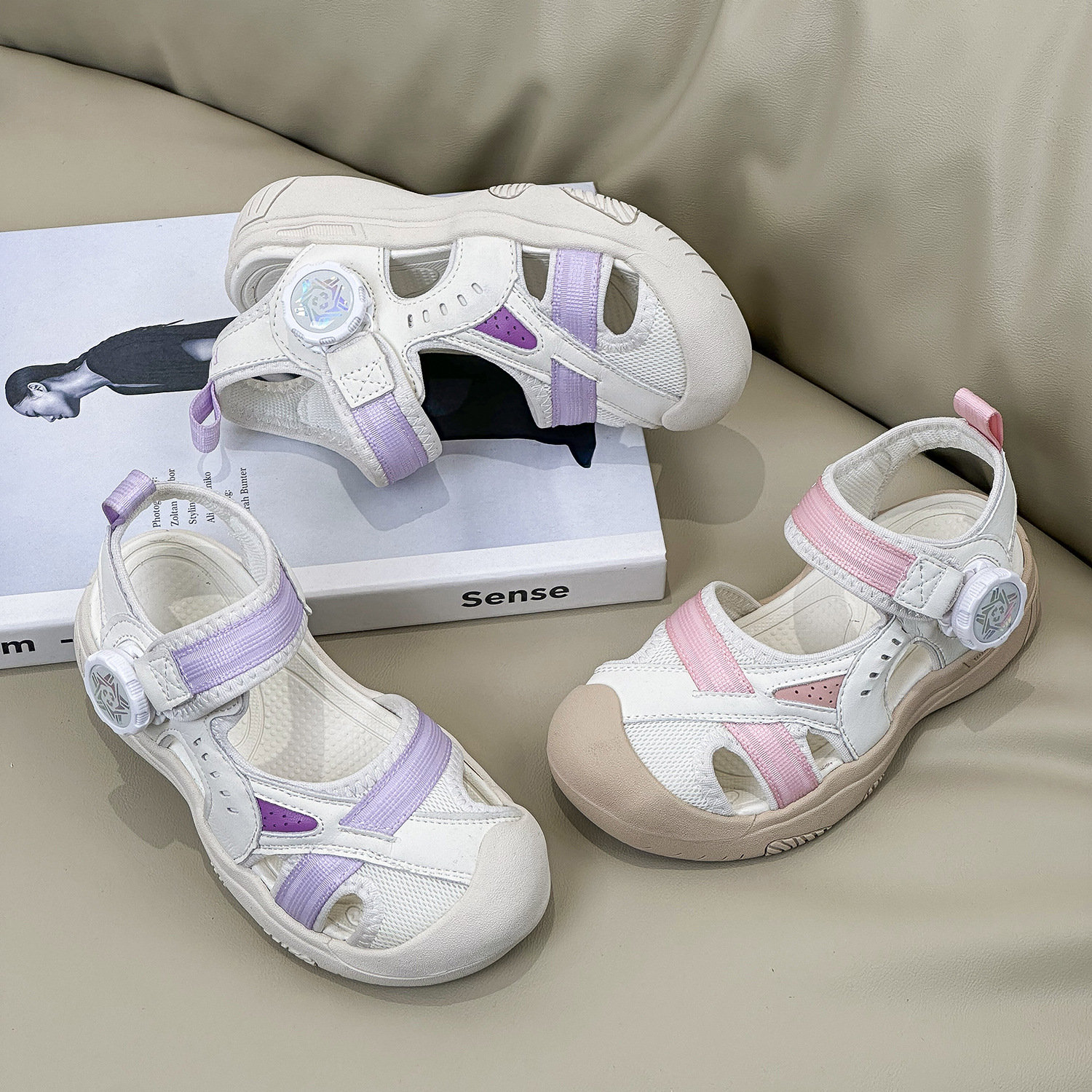 小米步女童包头凉鞋2024年夏季新款儿童软底沙滩鞋女童运动休闲鞋