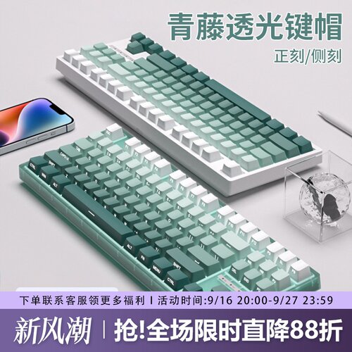 青藤键帽正刻侧刻PBT透光大全套