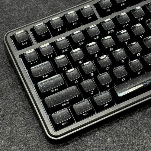 水晶星空果冻键帽闪粉黑色侧刻