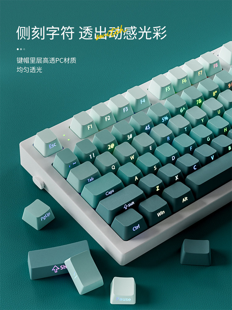 THE ORIGINAL SIDE OF THE BELLY SPIRIT HAIYUAN KEYCAP IS ENGRAVED ON THE SIDE PBT GRADIENT TRANSLUCENT WOOTTING VGN ATK68 TARANTULA F87PRO
