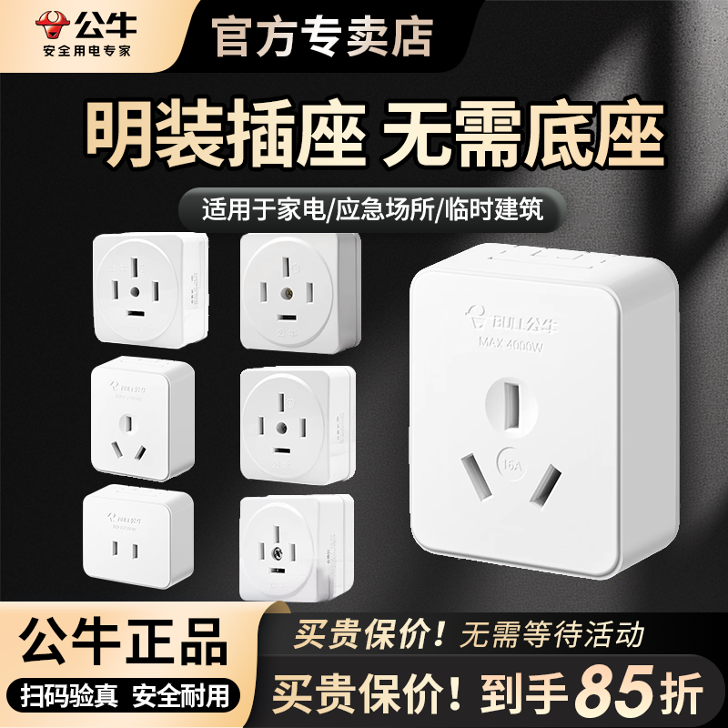 公牛插头两脚2孔10a大功率