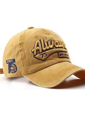 US8ACC纽约NewYork75数字英文多色刺绣水洗做旧棒球帽鸭舌帽