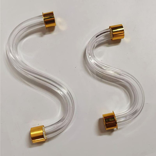 客厅欧式蜡烛水晶吊灯玻璃灯臂配件S形e14灯头透明金色接口支撑管