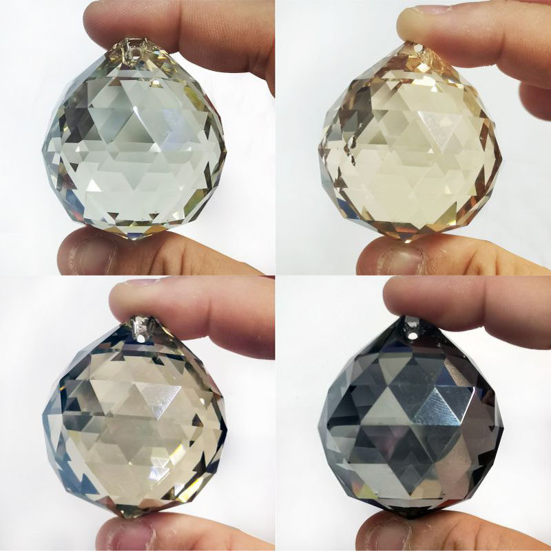 定制欧式水晶吊灯4厘米玻璃球吊坠透明香槟烟灰黑色DIY吸顶灯挂件