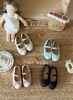 韩国童鞋女童缎面蝴蝶结单鞋2025春季新款儿童洋气休闲鞋公礼服鞋