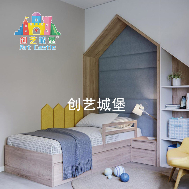 创艺城堡定制实木儿童家具简约男孩单人床组合房子床女孩多功能