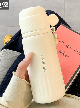 简约保温杯女生水杯女新款2025高颜值带盖女士办公室不锈钢杯子男