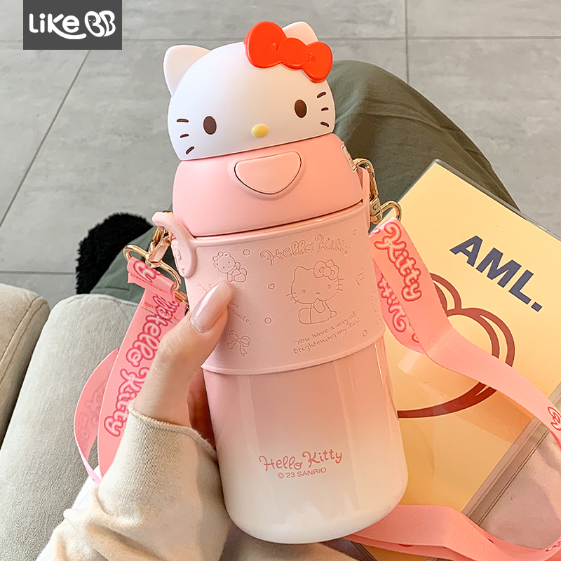 hellokitty保温杯女生高颜值吸管杯子可爱便携学生水杯女新款2025