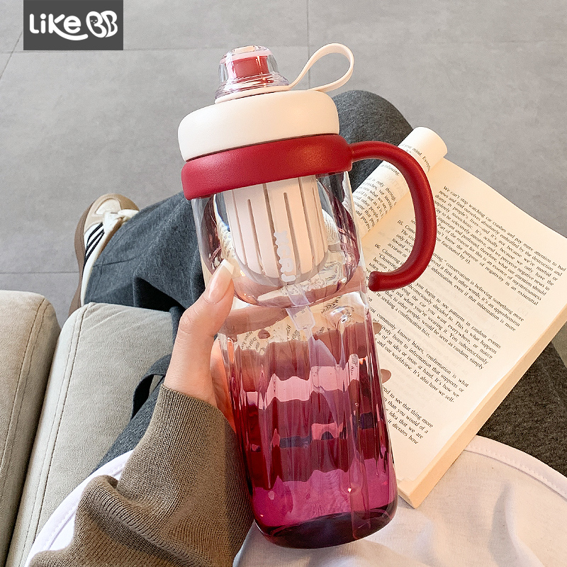 简约大容量水杯女生高颜值新款带吸管泡茶仓塑料水壶夏天2025杯子