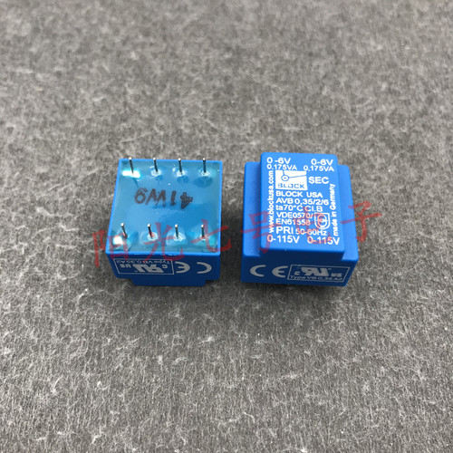 德国产 BLOCK AVB0.35/2/6 2x115V转2x6V 电源变压器