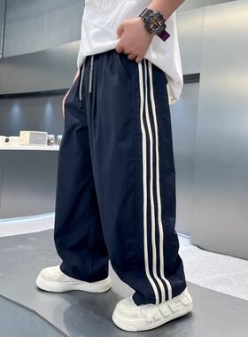 男童冰丝裤子夏季薄款2026新款儿童防蚊速干裤中大童帅气休闲长裤