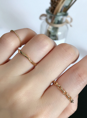 韩版极简百搭波浪链条造型戒指