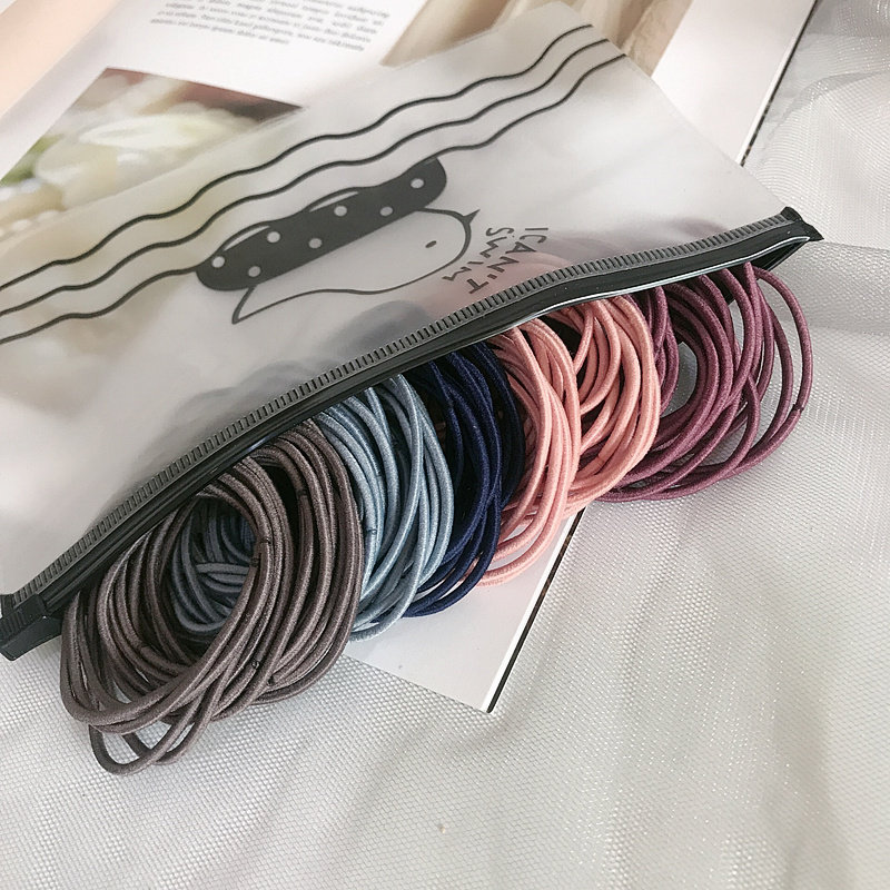 by网红ins简约基础发圈高弹力头绳100根韩版少女黑色扎头发发绳