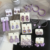 春夏新款 港风复古香芋紫色耳环花朵圆圈耳钉高级感网红时尚 耳饰品