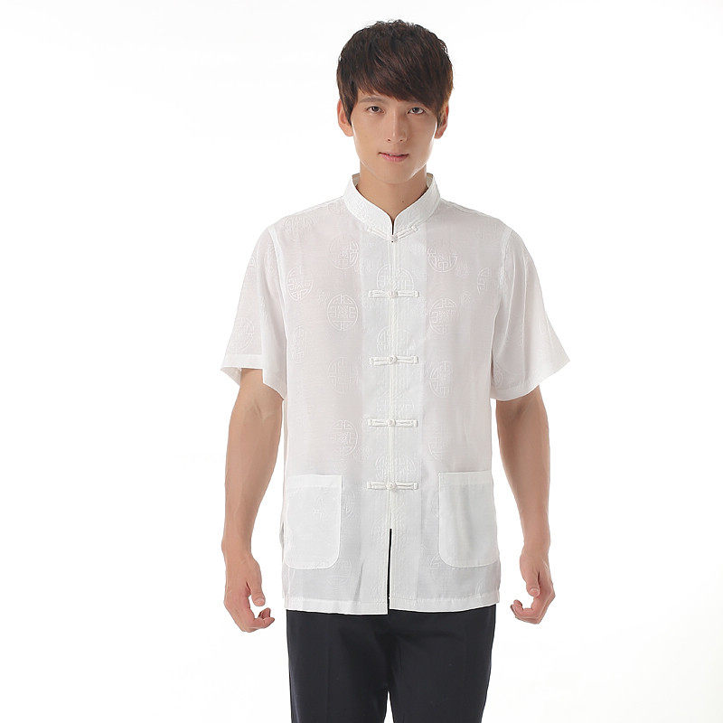特惠精品透气舒适型中老年男装夏季短袖款男款唐装唐装爸爸装