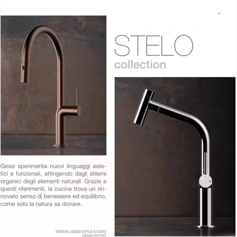 全铜厨房龙头抽拉式冷热双出水