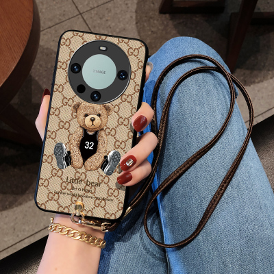 华为Mate40皮质卡通挂脖手提斜背