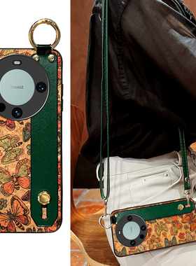 Icool适用华为mate80蝴蝶手机壳60pro复古木纹70air斜背MATE50PRO保护皮套紫色腕带40支架30送挂绳20rs硅胶