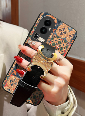 Icool适用reno15手机壳木纹14便携腕带13pro复古软木12布料RENO11PRO支架oppo7se保护壳8/6/5/4皮套10外壳9