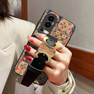 Icool适用reno15手机壳木纹14便携腕带13pro复古软木12布料RENO11PRO支架oppo7se保护壳8/6/5/4皮套10外壳9