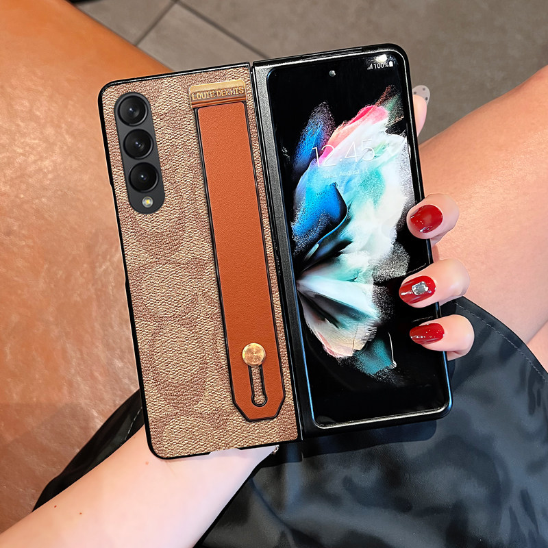 Icool适用三星ZFold6手机壳zfold5欧美复古风CC腕带支架超薄折叠外壳折叠屏防摔Zfold4保护皮套ZFOLD3全包边2