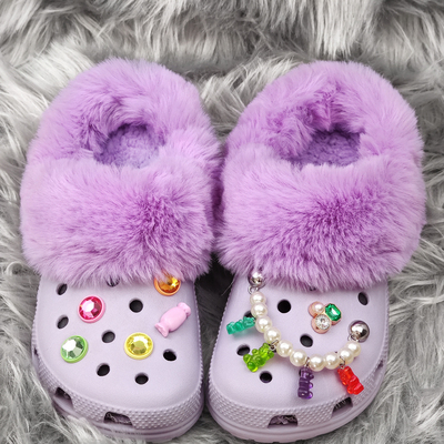 适配crocs洞洞鞋加绒内胆毛绒套冬保暖加厚可拆洗卡骆驰拖鞋棉套