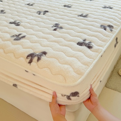 冬天牛奶绒加绒床笠罩单件珊瑚绒夹棉床笠秋冬床垫保护罩防滑床套