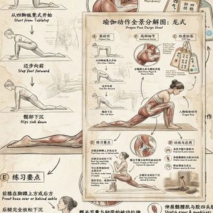 瑜伽开髋体式贴纸】24大张张瑜伽动作全景分解图高清零基础贴画