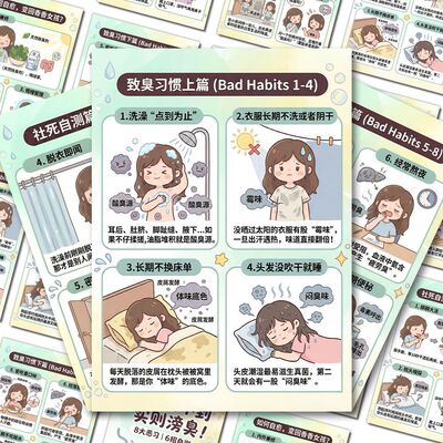 加大18张和臭味说滚贴纸健康的生活习惯身体发出的信号小知识贴画