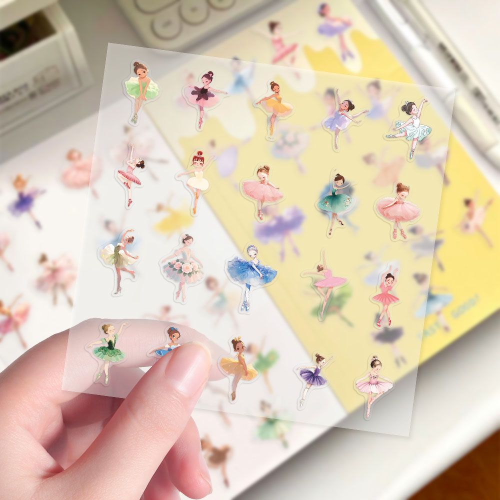 240张芭蕾跳舞女孩贴纸卡通可爱舞蹈舞者少女贴画diy手账手机壳