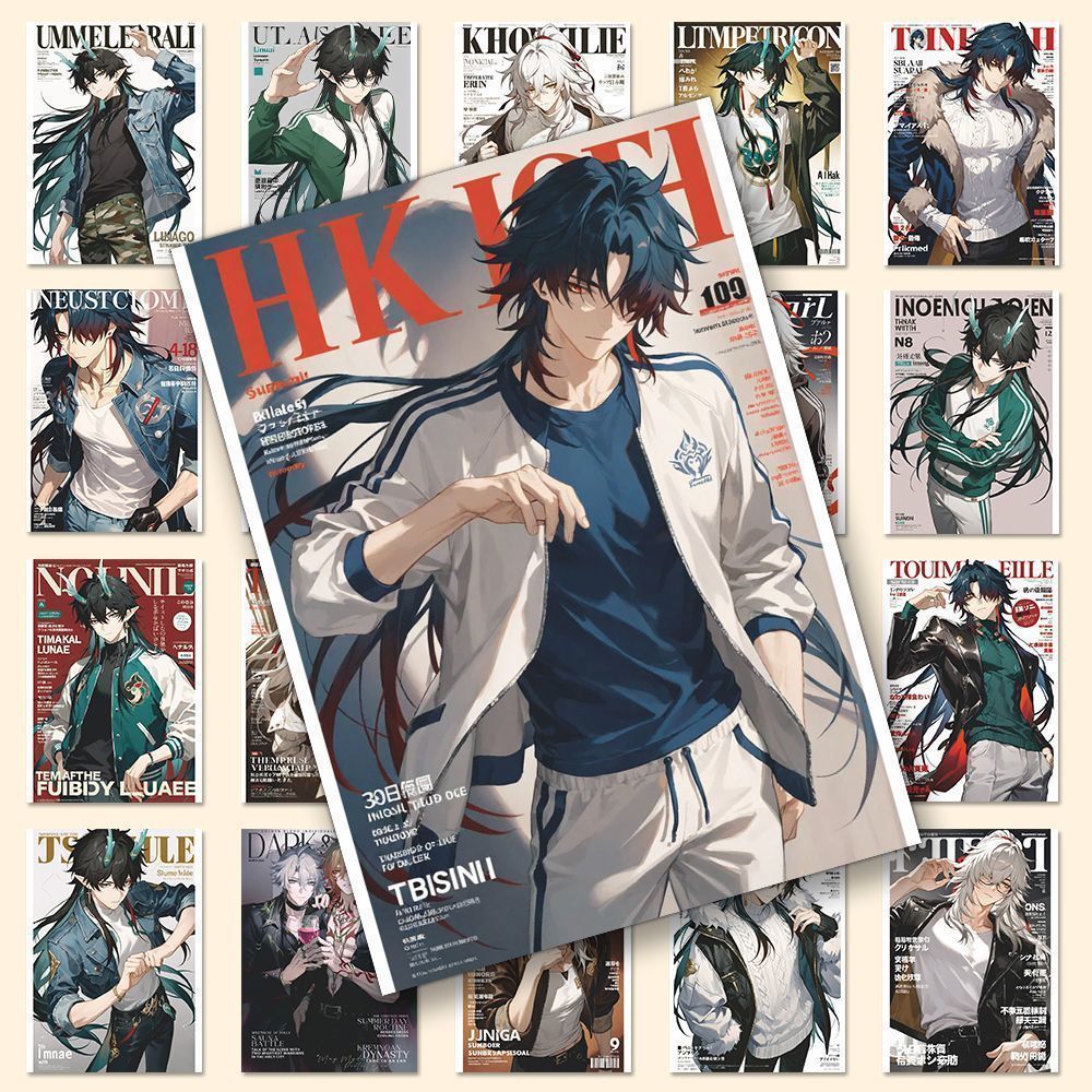 108张杂志风崩坏星穹铁道贴纸二次元帅气高颜值周边装饰素材贴画