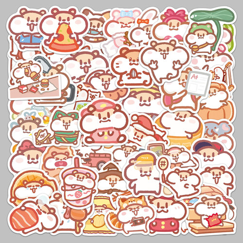 100张奶茶鼠贴纸ins风卡通可爱搞怪趣味小表情diy桌面手帐本贴画